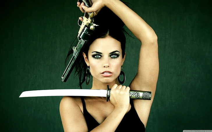 wanita, pistol, model, gadis dengan senjata, Wallpaper HD
