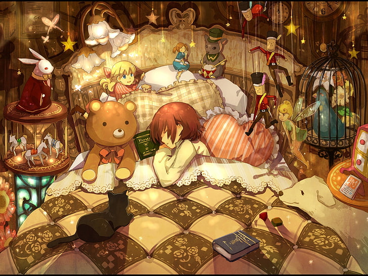 Personaje animado pelirrojo acostado en la cama rodeado de juguetes papel  tapiz, Fondo de pantalla HD | Wallpaperbetter