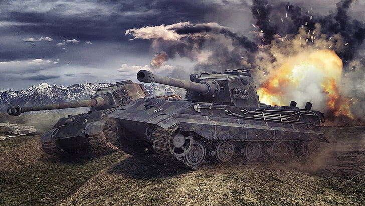 탱크 디지털 벽지, 월드 오브 탱크, 탱크, 워 게임, 비디오 게임, Tiger II, E-75, HD 배경 화면