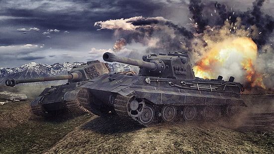 tanks fond d'écran numérique, World of Tanks, tank, wargaming, jeux vidéo, Tiger II, E-75, Fond d'écran HD HD wallpaper