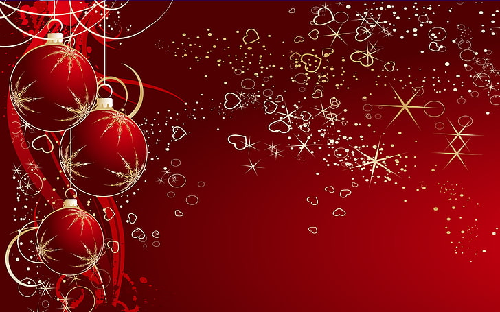 Merry Christmas Christmas Decorations Balloons Hearts Stars Desktop Hd Wallpaper For Christmas 2880 × 1800, วอลล์เปเปอร์ HD