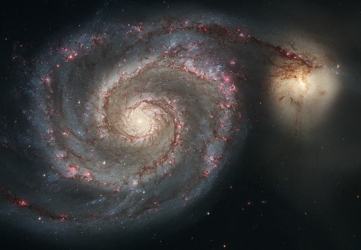 Hubble, galaxia espiral, galaxia Whirlpool, Messier 51, Fondo de pantalla HD