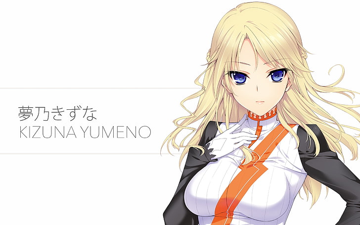 anime, anime girls, Kizuna Yumeno, Culture Japan, blonde, long hair, blue eyes, HD wallpaper