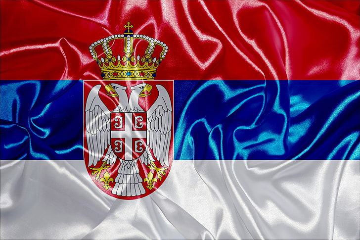 세르비아, 깃발, 새틴, HD 배경 화면