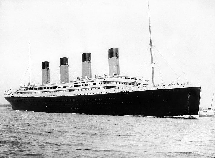 Titanic, Schiff, Vintage, Monochrom, HD-Hintergrundbild