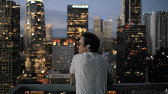vit t-shirt herr, Joaquin Phoenix, Her (film), HD tapet HD wallpaper
