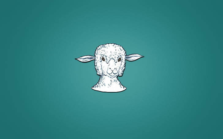 animal, minimalism, head, lamb, sheep, bluish background, HD wallpaper