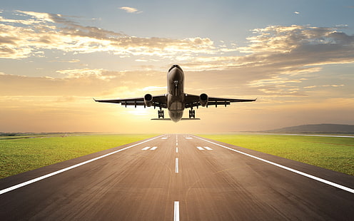 طائرة جاهزة للإقلاع ، طائرة ، طيران ، طيران، خلفية HD HD wallpaper