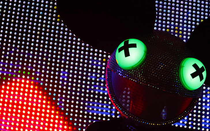 ديكور فأر LED باللونين الأسود والأخضر ، deadmau5 ، إلكتروني ، موسيقى ، موسيقى إلكترونية، خلفية HD