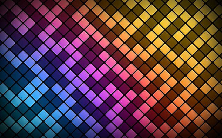 มีสีสันรูปแบบนามธรรมสี่เหลี่ยมศิลปะดิจิตอลเส้น, วอลล์เปเปอร์ HD