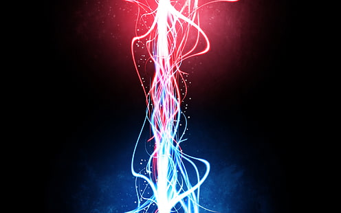 red, blue, and white lightning illustration, light, line, neon, HD wallpaper HD wallpaper