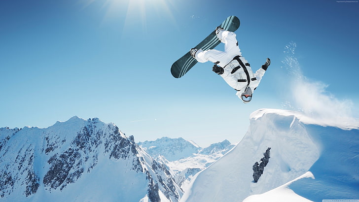 Ekstremalny snowboard, zima, skakanie, śnieg, Tapety HD