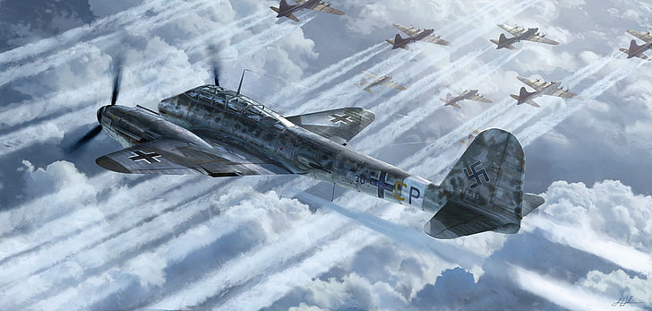 Perang Dunia II, pesawat militer, pesawat, militer, pesawat terbang, Jerman, Luftwaffe, Messerschmitt, Me410, Wallpaper HD