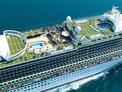 Crucero verde, blanco y marrón, crucero, barco, vehículo, Fondo de pantalla HD HD wallpaper