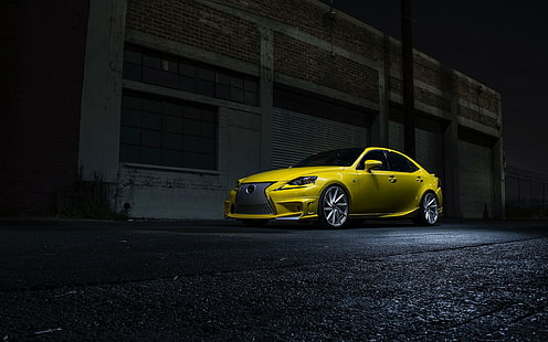 2014 Lexus IS 350 F Sport da Vossen Wheels, sedan amarelo, esporte, lexus, rodas, 2014, vossen, carros, HD papel de parede HD wallpaper