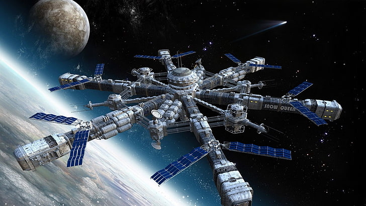 космическое пространство концепт-арт международной космической станции 1366x768 Aircraft Concepts HD Art, космос, международная космическая станция, HD обои