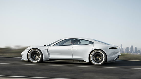 Porsche Taycan, รถยนต์ไฟฟ้า, supercar, 800v, ​​สีขาว, วอลล์เปเปอร์ HD HD wallpaper