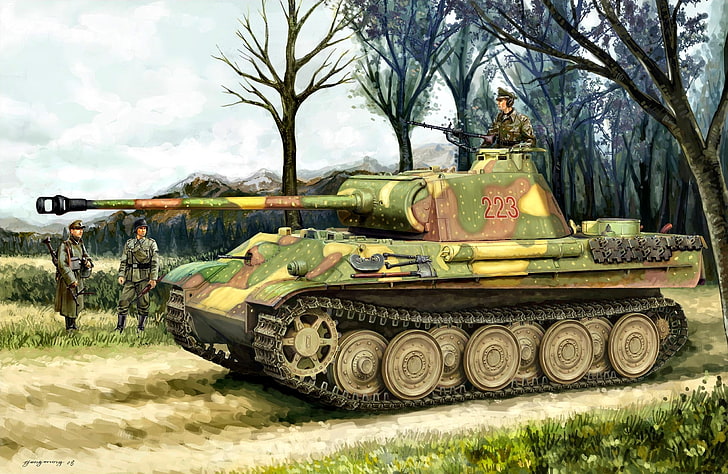 Фигура, войници, танк, средно, Panzerkampfwagen V Panther, немски, Втората световна война, Втората световна война, танково оръжие, танкер, HD тапет