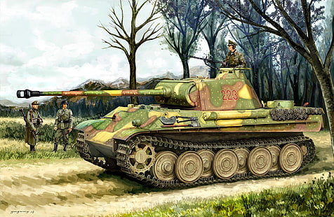 Figure, soldiers, tank, average, Panzerkampfwagen V Panther, German, The second World war, WW2, Tank weapon, Tanker, HD wallpaper HD wallpaper