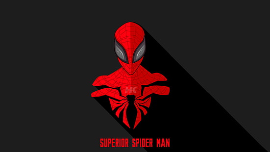 สีแดง, นิยาย, ศิลปะ, เครื่องแต่งกาย, พื้นหลังสีดำ, การ์ตูน, MARVEL, Spider-Man, Superior Spider-Man, วอลล์เปเปอร์ HD HD wallpaper