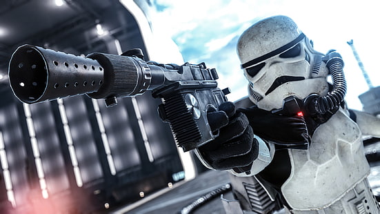 Tapeta cyfrowa Star Wars Stormtrooper, broń, Star Wars, wyposażenie, Battlefront, Stormtrooper, Tapety HD HD wallpaper