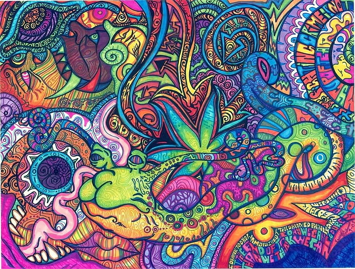 abstract, surreal, LSD, artwork, drugs, HD wallpaper