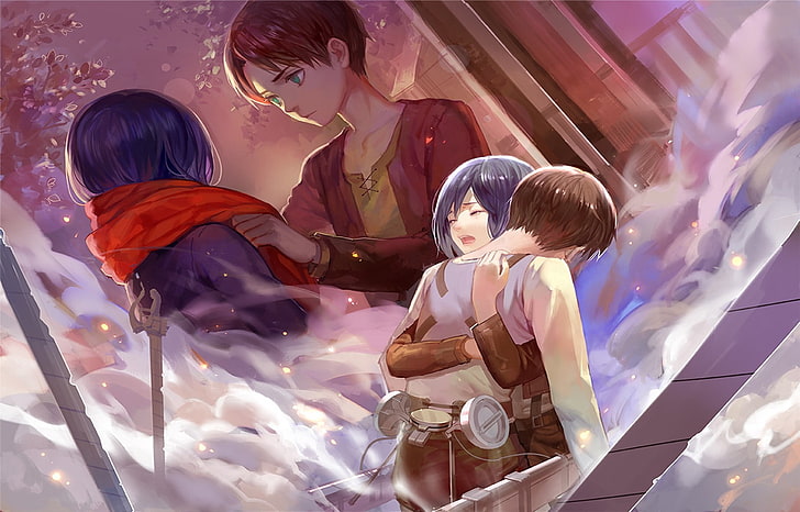 Shingeki no Kyojin, Eren Jeager, Mikasa Ackerman, Anime, HD-Hintergrundbild