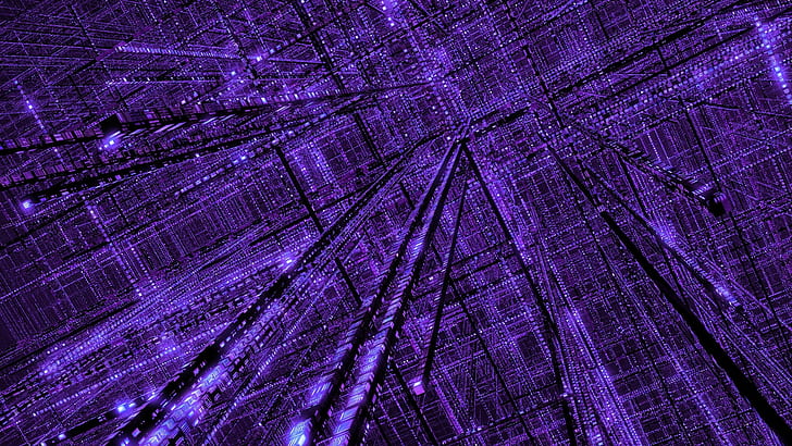 3D, Digital Blasphemy, 3D Abstract, purple, abstract, grid, glowing, HD wallpaper