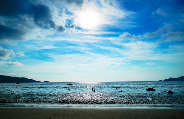 playa, mar, naturaleza, cielo, paisaje, olas, nubes, costa, Fondo de pantalla HD