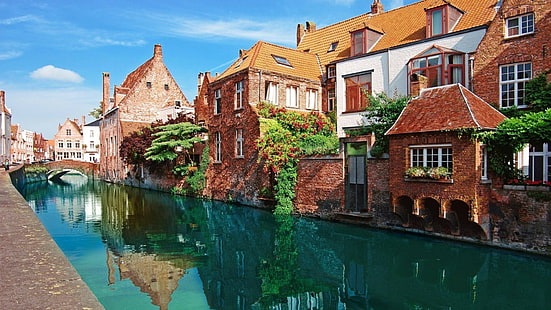 مدينة بروج مبنى نهر بلجيكا، خلفية HD HD wallpaper