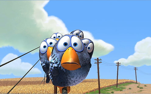 Śmieszne ptaki, animowany film o ptakach pixar, wygląd, chmura, krajobraz, grafika, 3d i abstrakcja, Tapety HD HD wallpaper