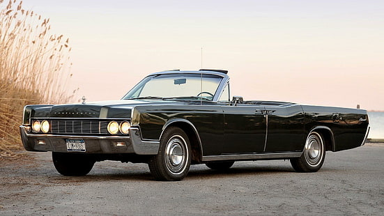 1967 Lincoln Continental conversível, conversível, preto, vintage, Lincoln, continental, clássico, 1967, antiguidade, carros, HD papel de parede HD wallpaper