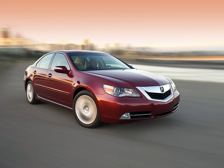 red Acura RL sedan, acura, rl, red, side view, style, cars, speed, city, HD wallpaper