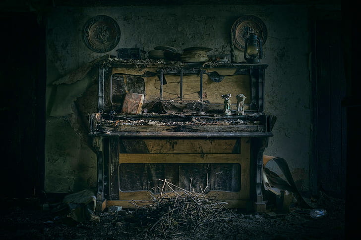 Piano, Old, Abandoned, piano, old, abandoned, 2048x1365, HD wallpaper