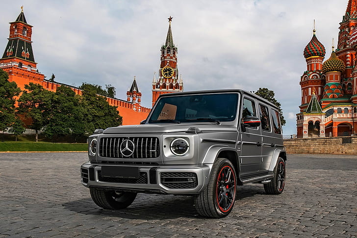 MOSKWA, 2019, Mersedes Benz, G 63 AMG, CZERWONY KWADRAT, KREMLIN, Tapety HD