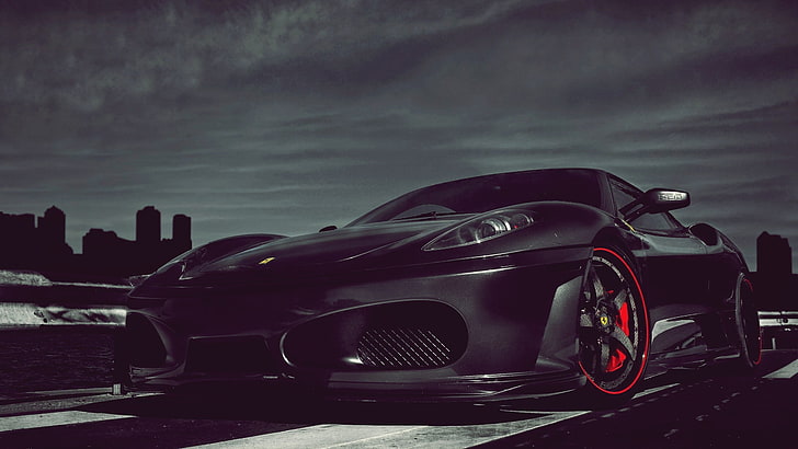 черно купе, Ferrari 430, кола, суперавтомобили, Ferrari, F430, HD тапет