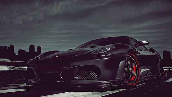 svart kupé, Ferrari 430, bil, superbilar, Ferrari, F430, HD tapet HD wallpaper