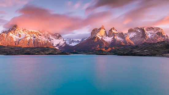 ตอนเช้า, Patagonia, ชิลี, อเมริกาใต้, Torres del Paine, ภูมิประเทศ, เมฆ, ขอบฟ้า, รุ่งอรุณ, ทะเลสาป, ทะเลสาบ Pehoe, น้ำ, ติดตั้งทิวทัศน์, เทือกเขา, อุทยานแห่งชาติ, ภูเขา, ท้องฟ้า, ธรรมชาติ, อุทยานแห่งชาติ Torres del Paine, วอลล์เปเปอร์ HD HD wallpaper