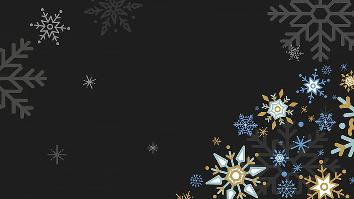 тъмно, графика, снежинка, снежинки, Коледа, HD тапет