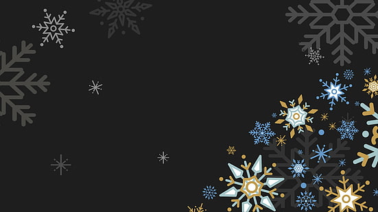 темно, графика, снежинка, снежинки, рождество, HD обои HD wallpaper