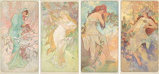 Alphonse Mucha, Art Nouveau, illüstrasyon, geleneksel sanat, HD masaüstü duvar kağıdı HD wallpaper