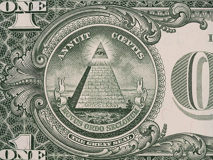 1 billete de dólar estadounidense, verde, dólar, pirámide, Fondo de pantalla HD