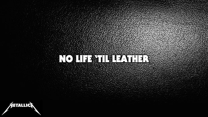 No Life til lädertext med läderbakgrund, heavy metal, thrash metal, Metallica, metal, metal musik, citat, HD tapet