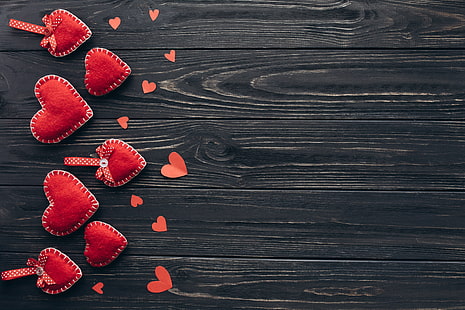 amor, corazón, rojo, madera, romántico, corazones, día de San Valentín, San Valentín, Fondo de pantalla HD HD wallpaper