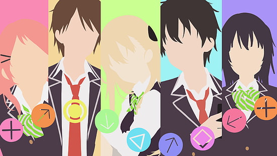 gamers!, Karen Tendou, Hoshinomori Chiaki, Amano Keita, Uehara Tasuku, Aguri (Gamers!), HD wallpaper HD wallpaper