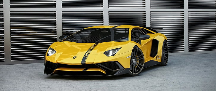bateau pneumatique jaune et noir, ultra large, voiture, Lamborghini, Fond d'écran HD