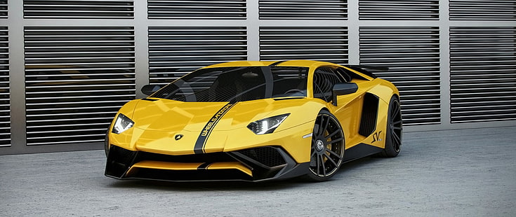 gommone giallo e nero, ultra-largo, auto, Lamborghini, Sfondo HD HD wallpaper