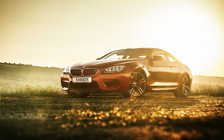 red BMW F06 coupe, bmw m6, bmw, cars, side view, light, HD wallpaper