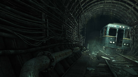 Metro 2033 Tunnel Subway Train Abandon Deserted HD、ビデオゲーム、電車、放棄、捨てられた、トンネル、地下鉄、地下鉄、2033、 HDデスクトップの壁紙 HD wallpaper