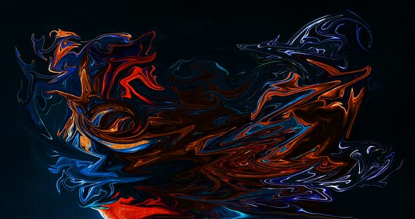 abstracto, fluido, líquido, oscuro, fondo negro, vistoso, obra de arte, arte digital, pintura al óleo, salpicadura de pintura, pinceles, cepillo, Fondo de pantalla HD HD wallpaper